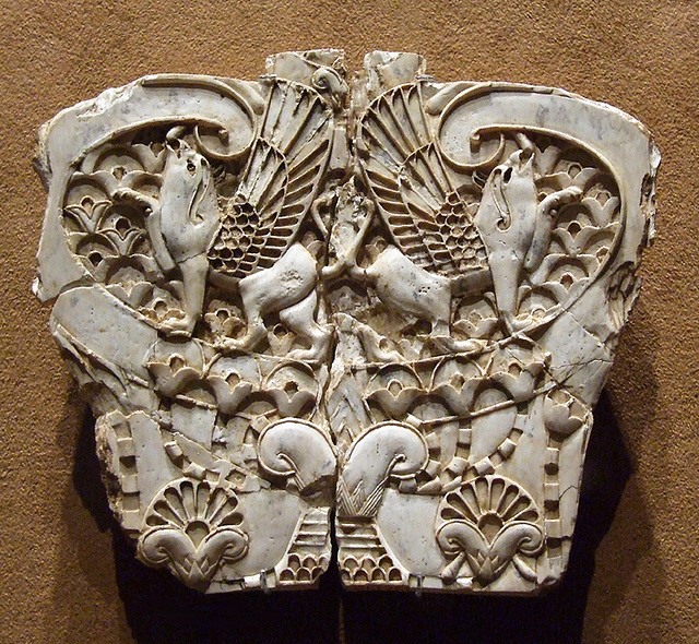 Ivory Panel with Griffins Back to Back Against a Ground of Lotuses in the Metropolitan Museum of Art, August 2008