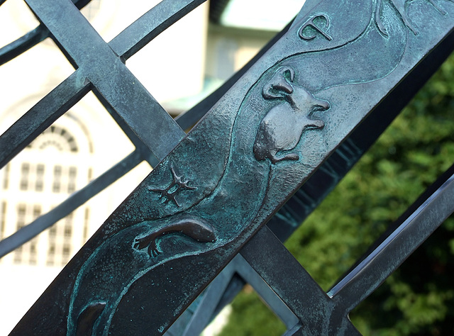 Detail of the Armillary Sphere in Magnolia Plaza of the Brooklyn Botanical Garden, July 2008