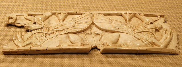 Plaque with Reclining Ram-Headed Sphinxes Wearing the Crown Upper and Lower Egypt in the Metropolitan Museum of Art, November 2010