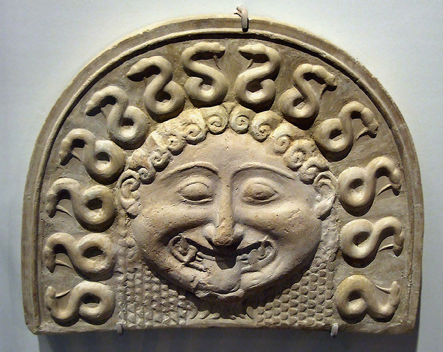Terracotta Greek Gorgon Head Antefix in the Study Collection of the Metropolitan Museum of Art, Sept. 2007