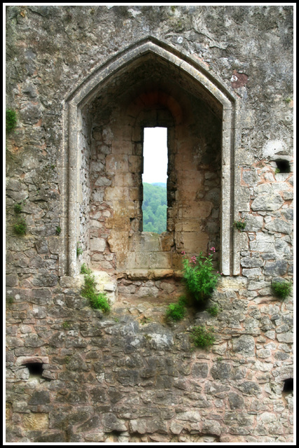 through the arched window