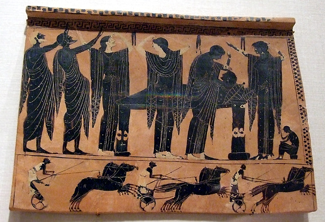 Terracotta Funerary Plaque done in Black Figure in the Metropolitan Museum of Art, Sept. 2007