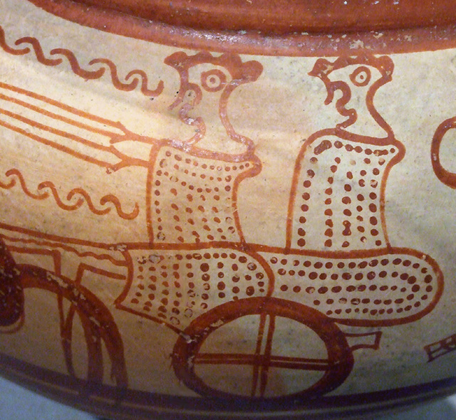 Detail of the Mycenaean Terracotta Chariot Krater in the Metropolitan Museum of Art, Oct. 2007