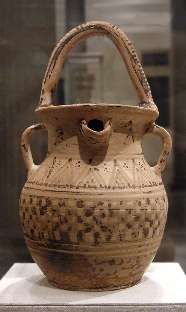 Geometric Terracotta Vase with Strainer, Spout, and Three Handles in the Metropolitan Museum of Art, February 2008