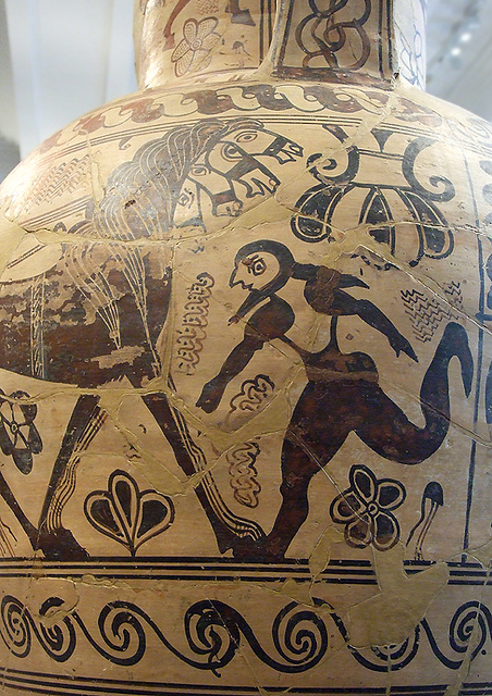 Detail of the Horses of the Chariot and a Running Man on the Terracotta Neck Amphora by the Nettos Painter in the Metropolitan Museum of Art, Oct. 2007