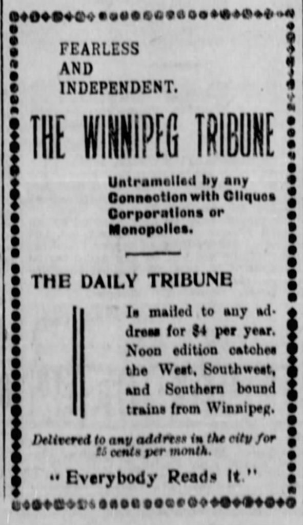 Winnipeg Tribune advertisement