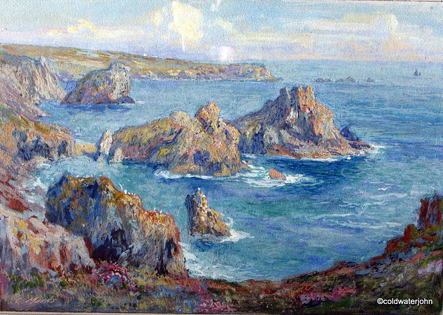 Kynance Cove and Lizard Head - painted by Claude Marks