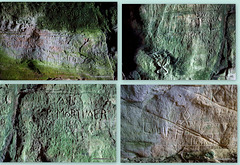 Graffiti in the Sculptors' Cave - some Pictish, some 17th Century and later