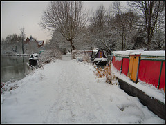 canal and river path in winter