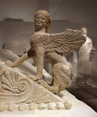 Detail of a Sphinx Acroterion on the Cypriot Sarcophagus in the Metropolitan Museum of Art, August 2007