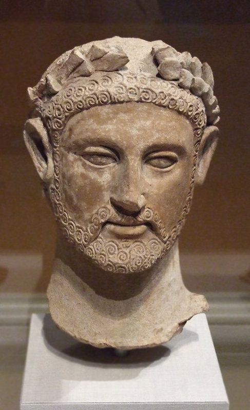 Cypriot Terracotta Head of a Man Wearing a Wreath in the Metropolitan Museum of Art, July 2010