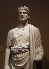 Detail of a Cypriot Limestone Statue of a Young Man in the Metropolitan Museum of Art, July 2010