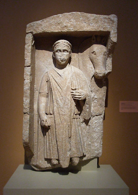 Cypriot Limestone Funerary Monument of a Youth and a  Horse in the Metropolitan Museum of Art, July 2010