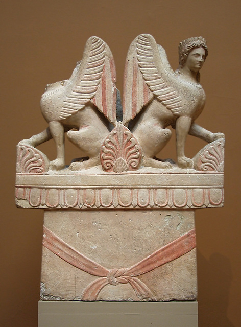 Limestone Funerary Stele Surmounted by Sphinxes in the Metropolitan Museum of Art, July 2010