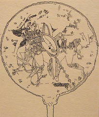 Drawing of an Etruscan Mirror with Achilles and Memnon in the Metropolitan Museum of Art, November 2010