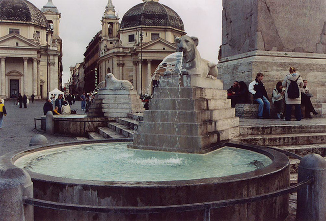 Fountain in Piazza del Popolo in Rome, 2003