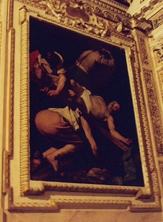 The Crucifixion of St. Peter by Caravaggio in the Church of Santa Maria Del Popolo in Rome, 2003