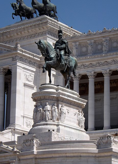 The Bronze Equestrian Statue on the Vittorio Emanuele II Monument in Rome, June 2012