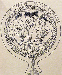 Drawing of an Etruscan Bronze Mirror with a Scene from the Trojan War in the Metropolitan Museum of Art, November 2010