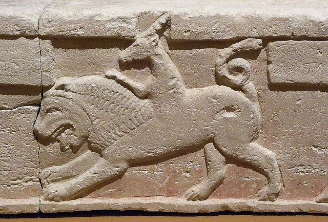 Detail of a Cypriot Limestone Footstool in the Metropolitan Museum of Art, November 2010