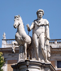 One of the Dioscuri on the Capitoline Hill in Rome, June 2012