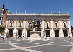 Piazza del Campidoglio with the Replica of the Equestrian Statue of  Marcus Aurelius in Rome, July 2012