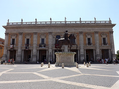 Piazza del Campidoglio with the Replica of the Equestrian Statue of  Marcus Aurelius in Rome, July 2012