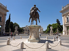 Piazza del Campidoglio with the Replica of the Equestrian Statue of  Marcus Aurelius in Rome, July 2012