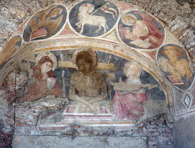 Detail of the Medieval Apse with a Wall Painting Built inside the Insula of the Ara Coeli in Rome, June 2012