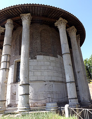 Detail of the Corinthian Columns on the Round Temple by Tiber in Rome, June 2012