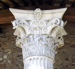 Detail of a Corinthian Capital on the Round Temple by Tiber in Rome, June 2012