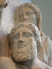 Detail of a Marble Grave Stele with a Family Group in the Metropolitan Museum of Art, July 2007