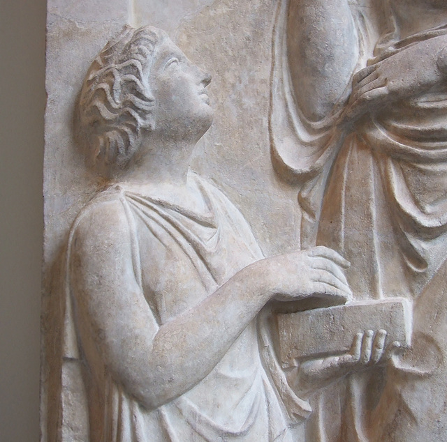 Detail of a Marble Grave Stele of a Young Woman in the Metropolitan Museum of Art, September 2009