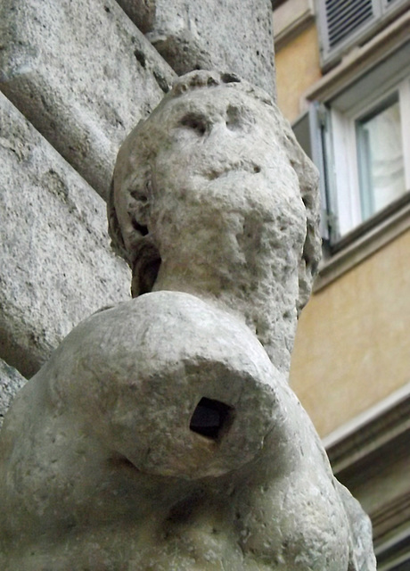 Detail of the Sculpture of "Pasquino" in Rome, July 2012