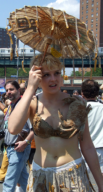 A Mermaid with a Parasol at the Coney Island Mermaid Parade, June 2008