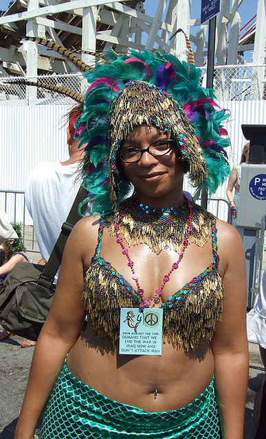Mermaid in Green at the Coney Island Mermaid Parade, June 2008