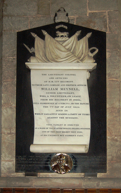 Memorial to Second Lieutenant William Meynell, Saint Michael's Church, Kirk Langley, Derbyshire