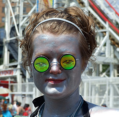 Silver Mermaid with Holographic Sunglasses at the Coney Island Mermaid Parade, June 2008