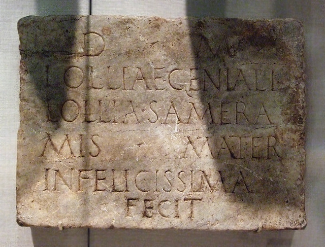 Marble Plaque with Funerary Inscription in the Metropolitan Museum of Art, February 2010