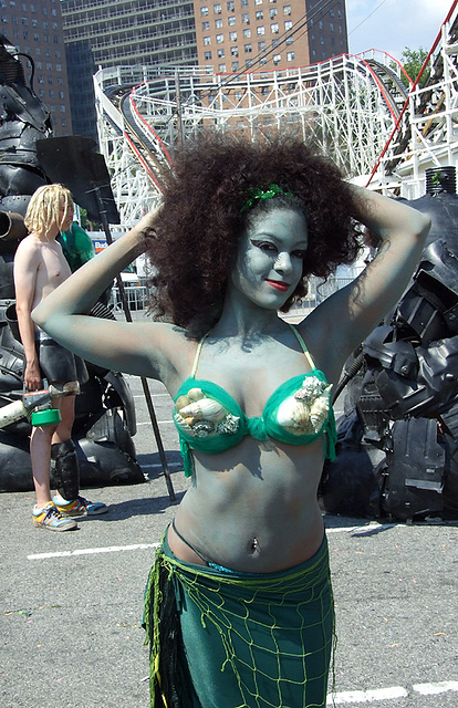 A Mermaid in Green at the Coney Island Mermaid Parade, June 2008