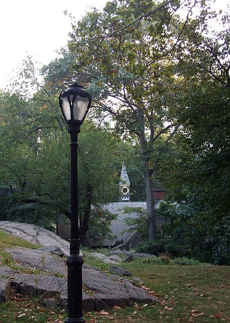 Lamppost and the Dairy in the Distance in Central Park, Oct. 2007