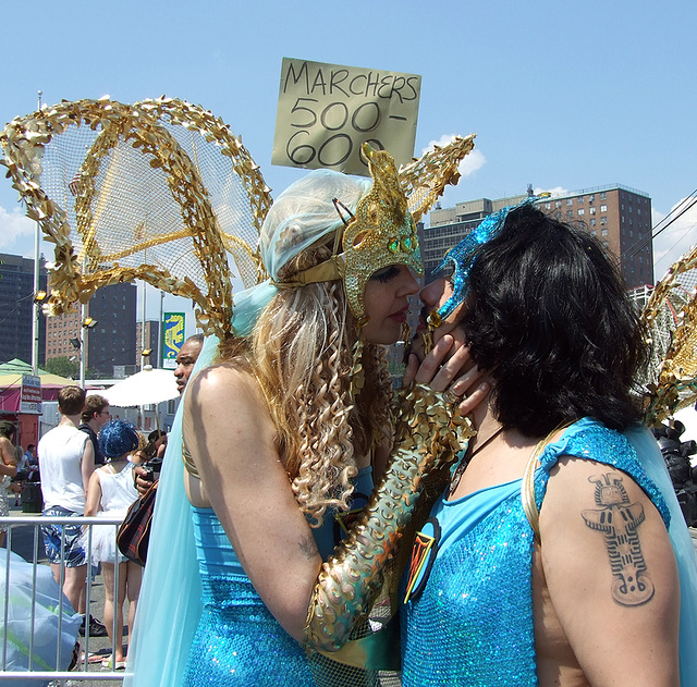 A Couple in Blue at the Coney Island Mermaid Parade, June 2008