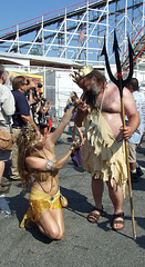 A Mermaid and Neptune in Gold at the Coney Island Mermaid Parade, June 2008