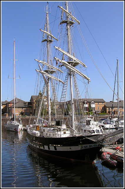 The 'Royalist' moored in Penarth marina