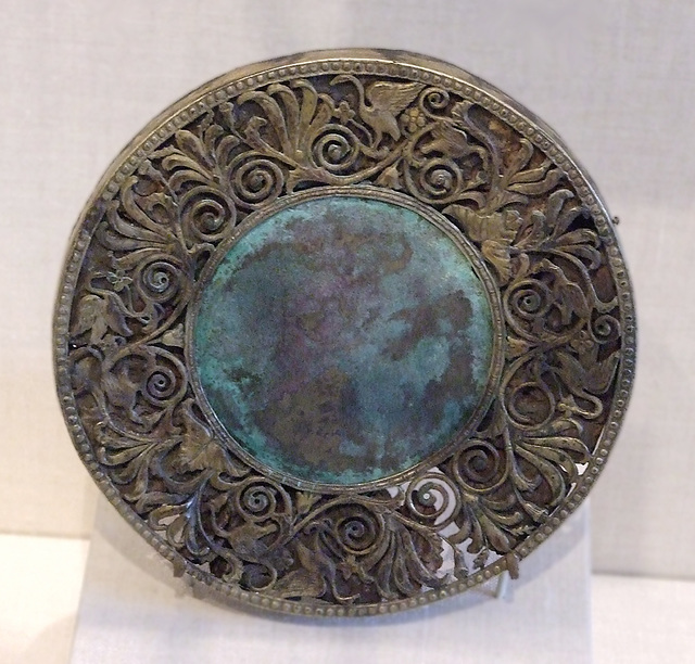 Bronze Mirror with a Wooden Backing Set in a Silver-Gilt Frame in the Metropolitan Museum of Art, June 2010