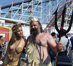 A Mermaid and Neptune in Gold at the Coney Island Mermaid Parade, June 2008