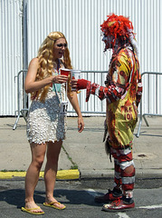 Grungy Ronald McDonald at the Coney Island Mermaid Parade, June 2008