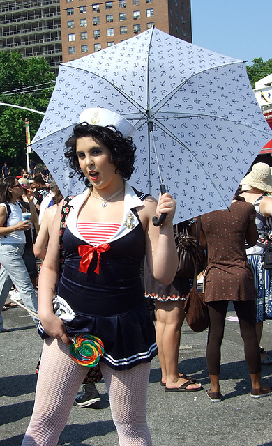 Sailor Girl with a Lollypop and an Umbrella at the Coney Island Mermaid Parade, June 2008