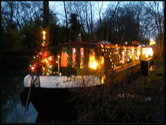 narrowboat Christmas lights