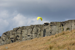 paragliding at Stanage Edge